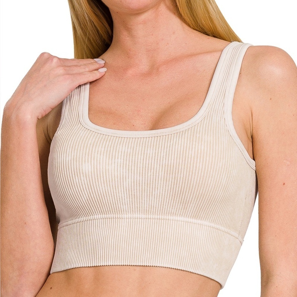 “ Aurora Bralette ” Cropped Ribbed Tank | Various Colors - Picture 6 of 10
